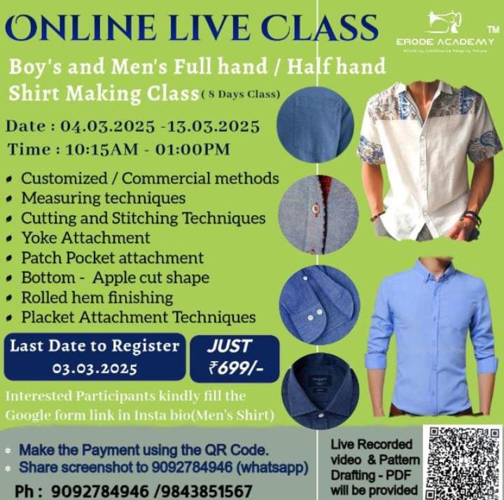 Boys and Mens shirt class